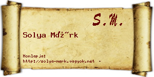 Solya Márk névjegykártya